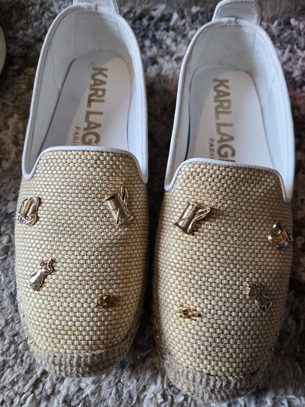 Karl Lagerfeld Women's Gold Espadrille Loafers